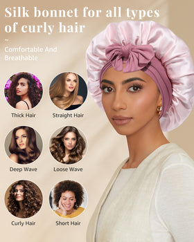 AWAYTR dust rose silk bonnet adds elegant sleepwear and simplifies morning routines.