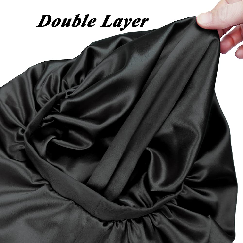 Awefeel soft elastic band bonnet black stays securely without tugging