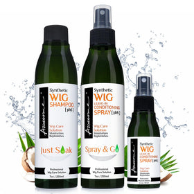 Awesome Synthetic Wig Shampoo bottle shows gentle cleansing and frizz control.