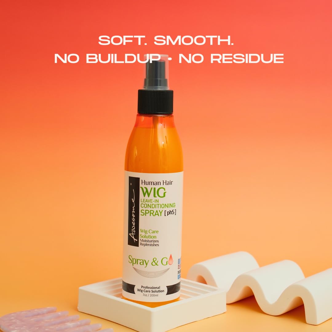 Awesome wig conditioner spray application highlights quick detangling and silkier texture.