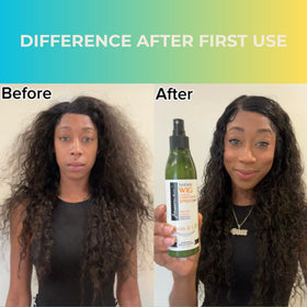 Awesome Wig Conditioner Spray brush-through demonstrates detangling and silky shine.