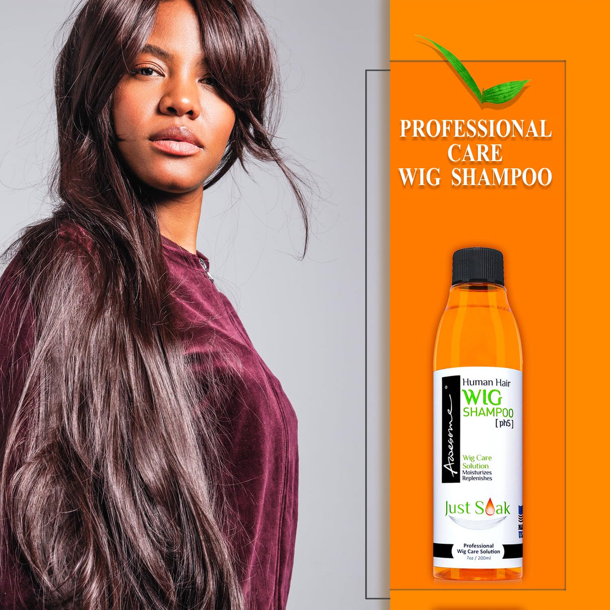 Awesome Wig Shampoo lather and rinse action for thorough cleaning and gentle detangling.