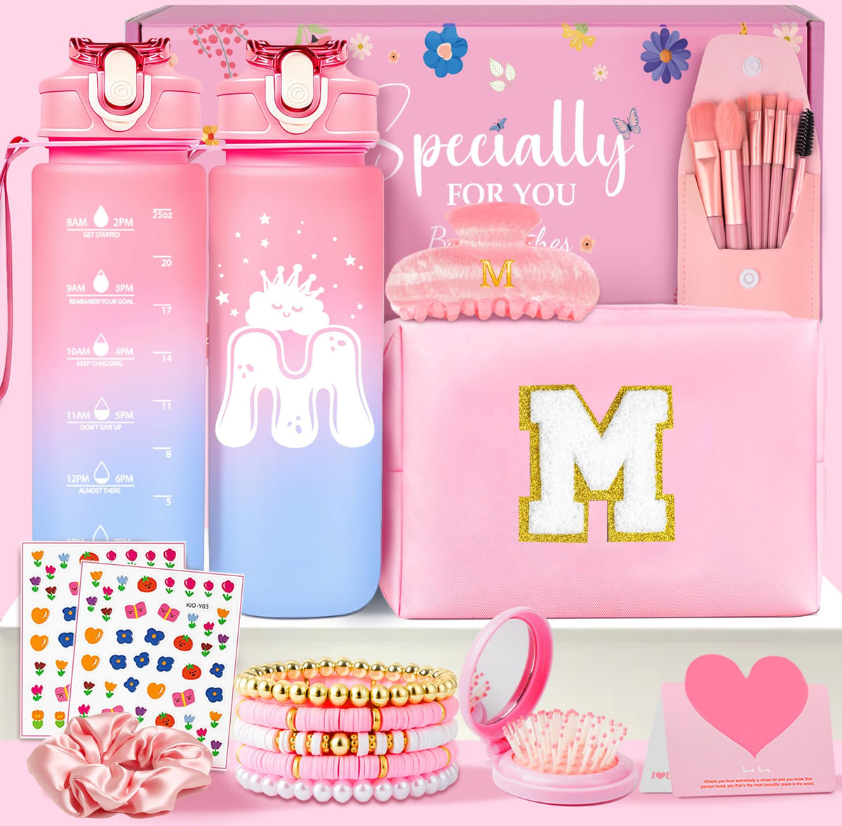 Awfrky initial makeup bag with organized cosmetics on the go