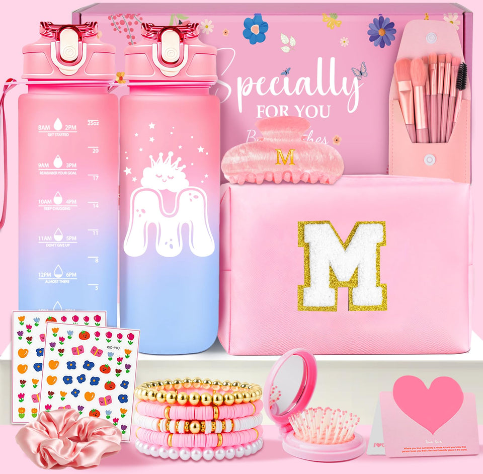 Awfrky initial makeup bag with organized cosmetics on the go
