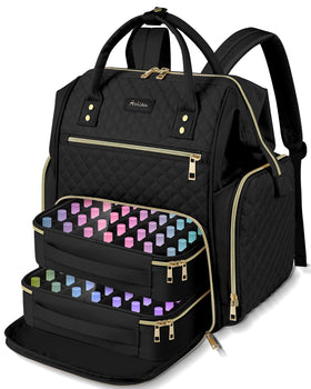 Awlcaw large nail polish organizer backpack stores 70+ bottles for organized storage