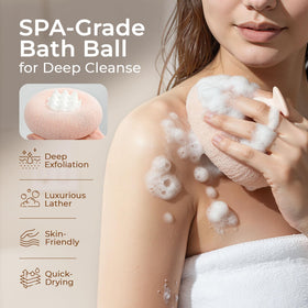 awrose 2-in-1 exfoliating loofah scrubber with soft mesh for gentle cleansing.