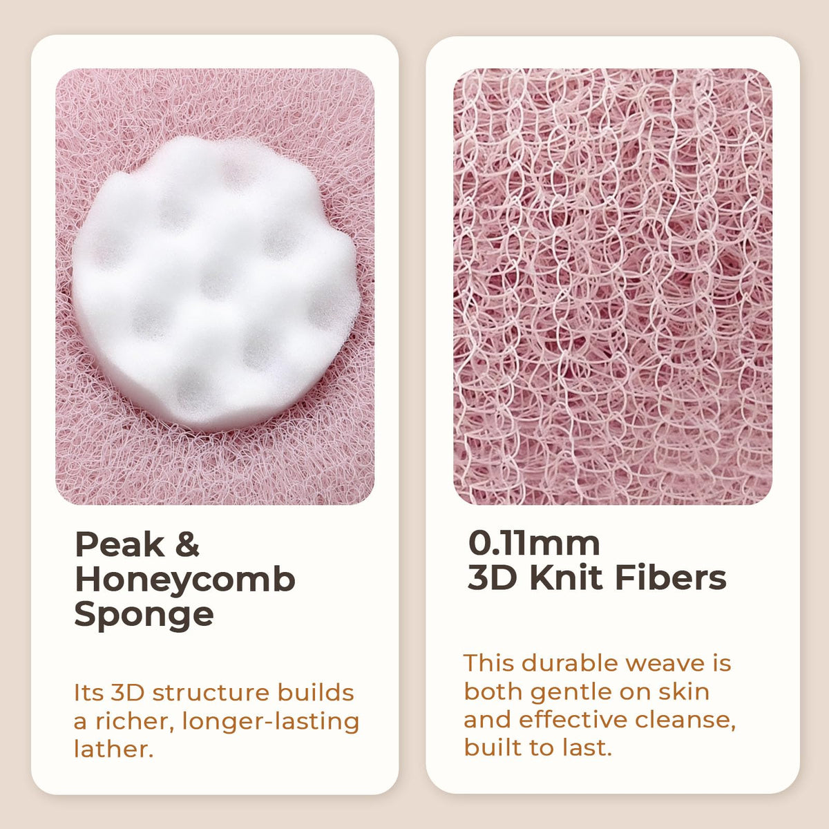 awrose 3D honeycomb lather sponge delivers rich foam with every wash.