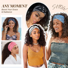 Awumbuk blue wide headband soft fabric reduces headaches during wear.