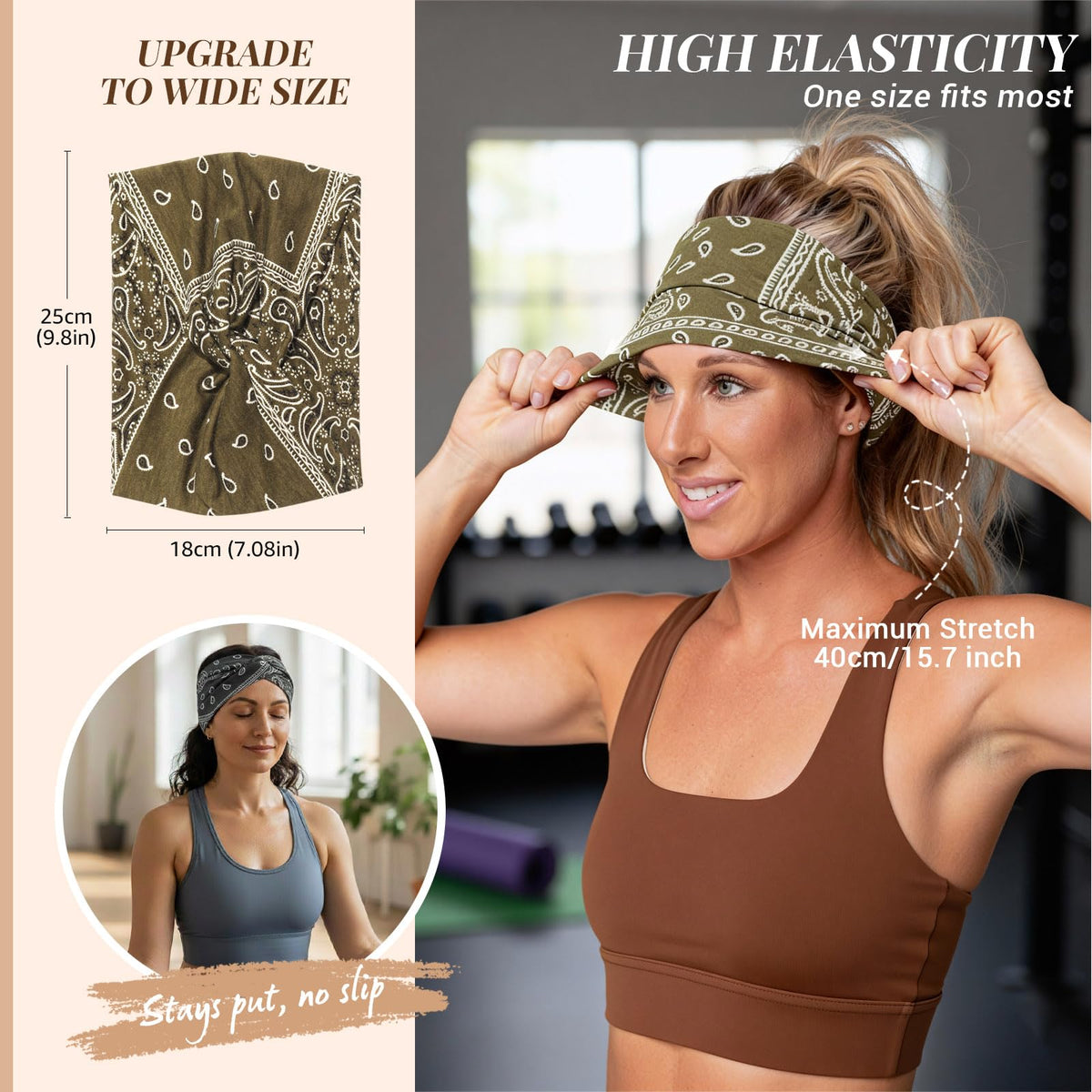 Awumbuk blue wide headband workout-ready design supports moisture-wicking comfort.