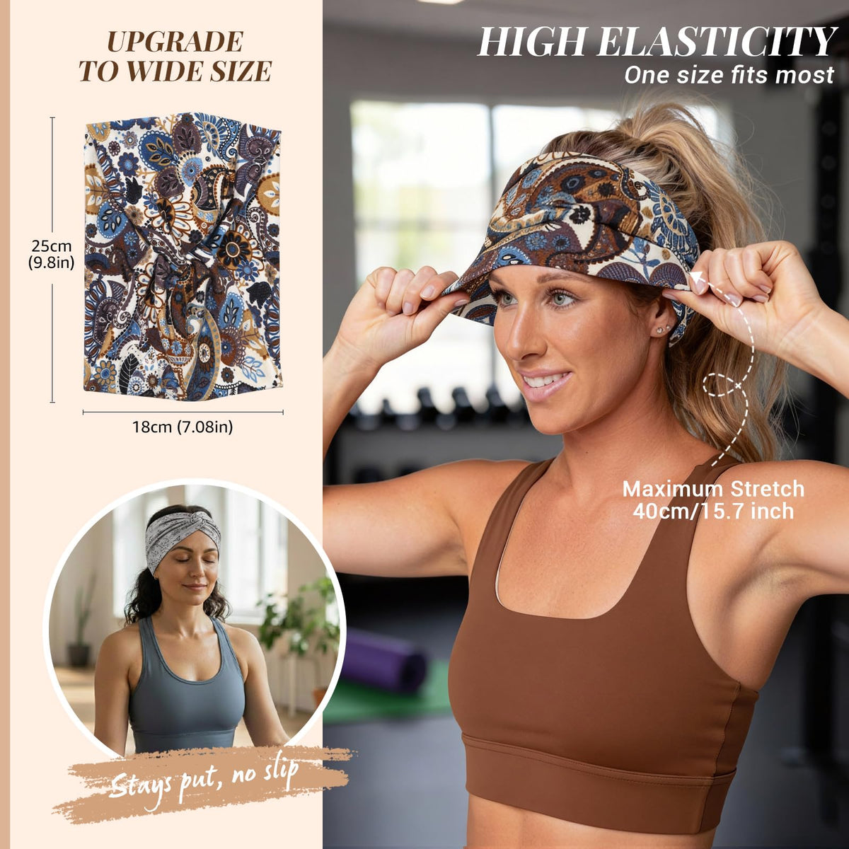 Awumbuk wide headbands ideal for yoga and runs to manage hair.