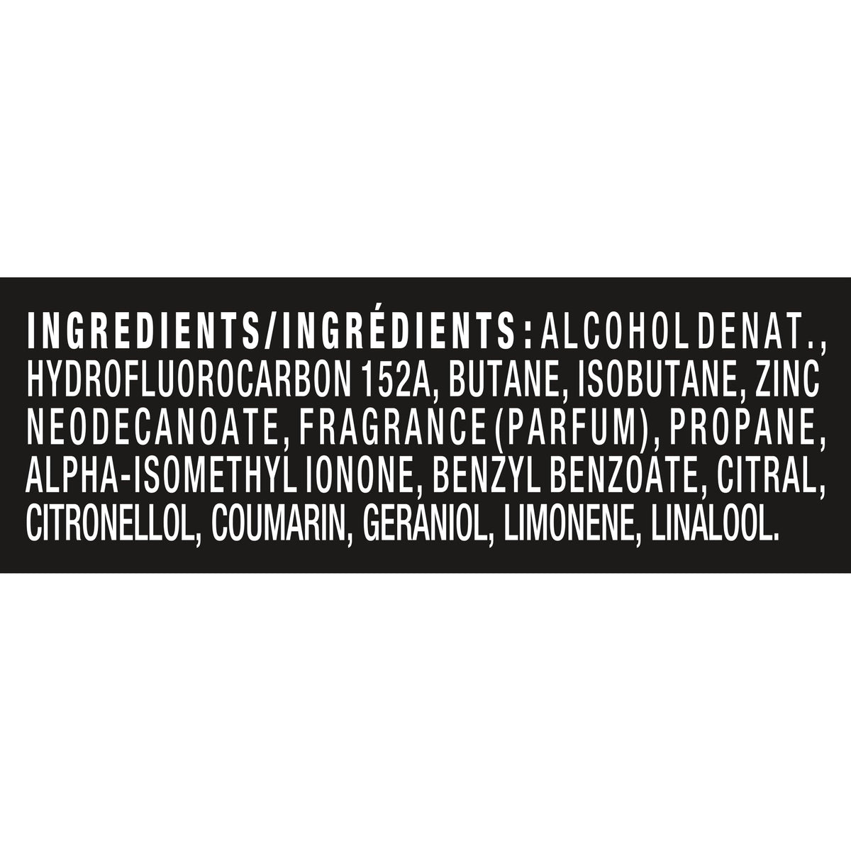 AXE aluminum-free formula label emphasizing skin-friendly ingredients