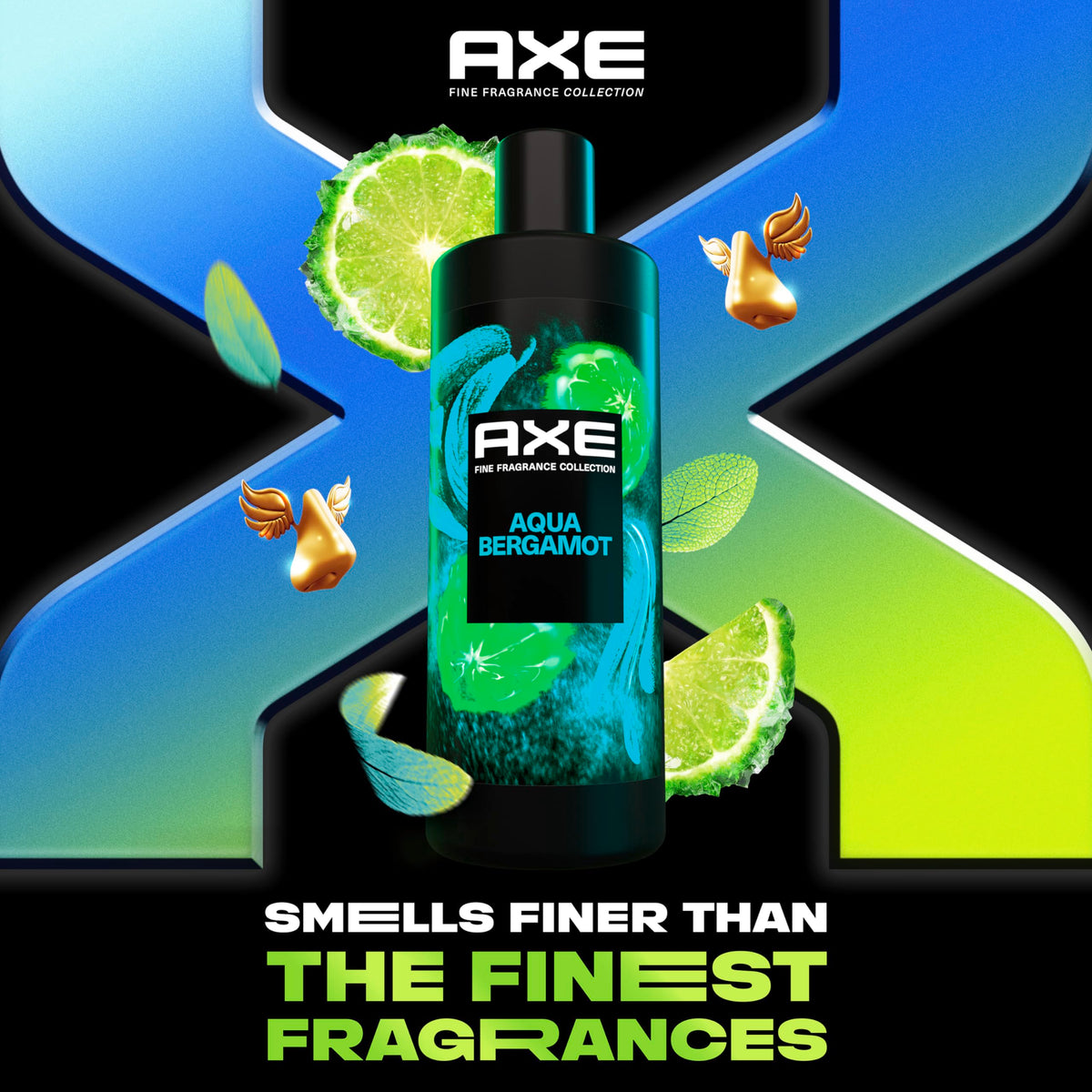 Aqua Bergamot body wash rich foam lather for a refreshing shower.