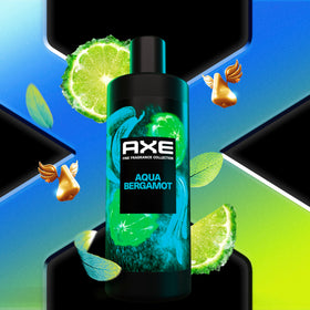 AXE Aqua Bergamot bottle showing pump top for easy application.