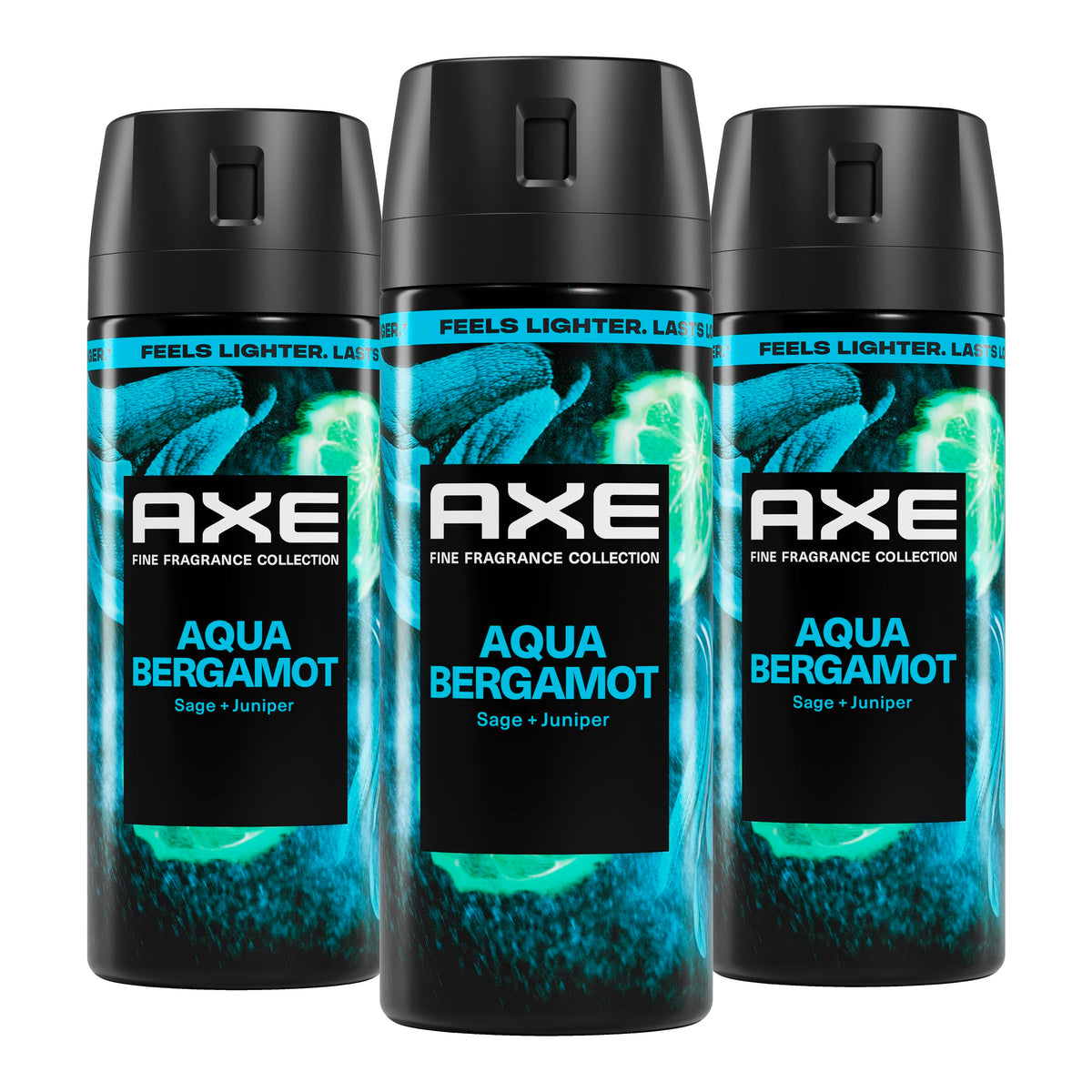 AXE Aqua Bergamot bottle close-up showing fresh citrus notes for daily confidence