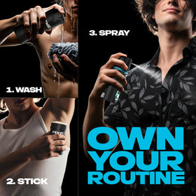 AXE Aqua Bergamot daily routine shot suggesting application after shower