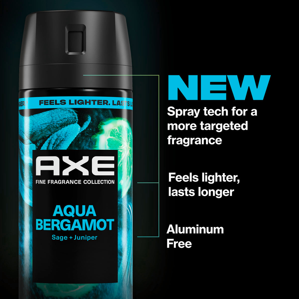 AXE Aqua Bergamot note close-up highlighting bergamot, sage, and juniper