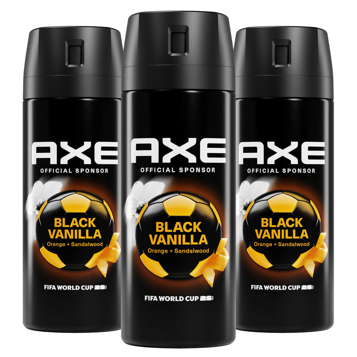 AXE Black Vanilla bottle with spray for long-lasting freshness.