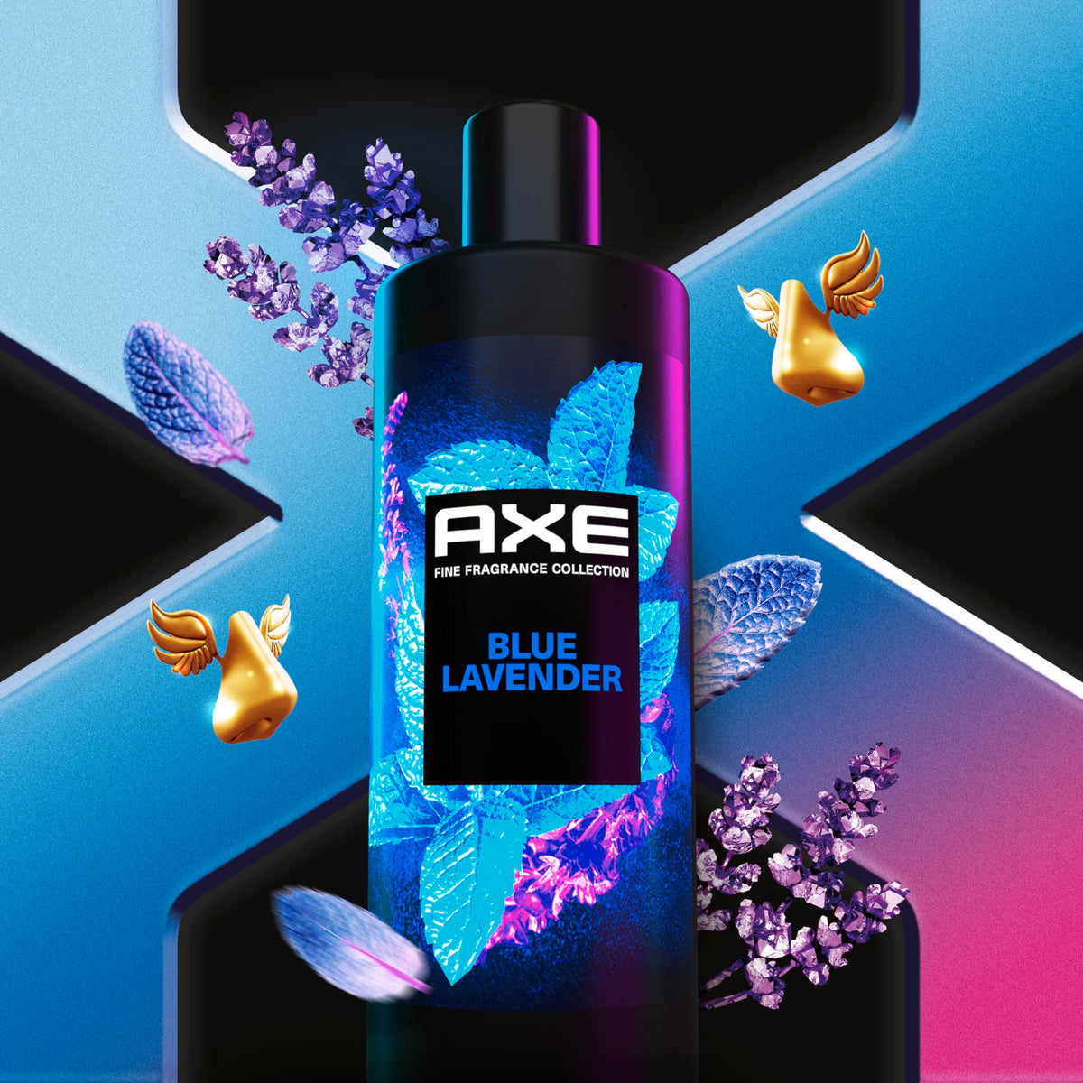 AXE Blue Lavender bottle packaging highlighting premium design