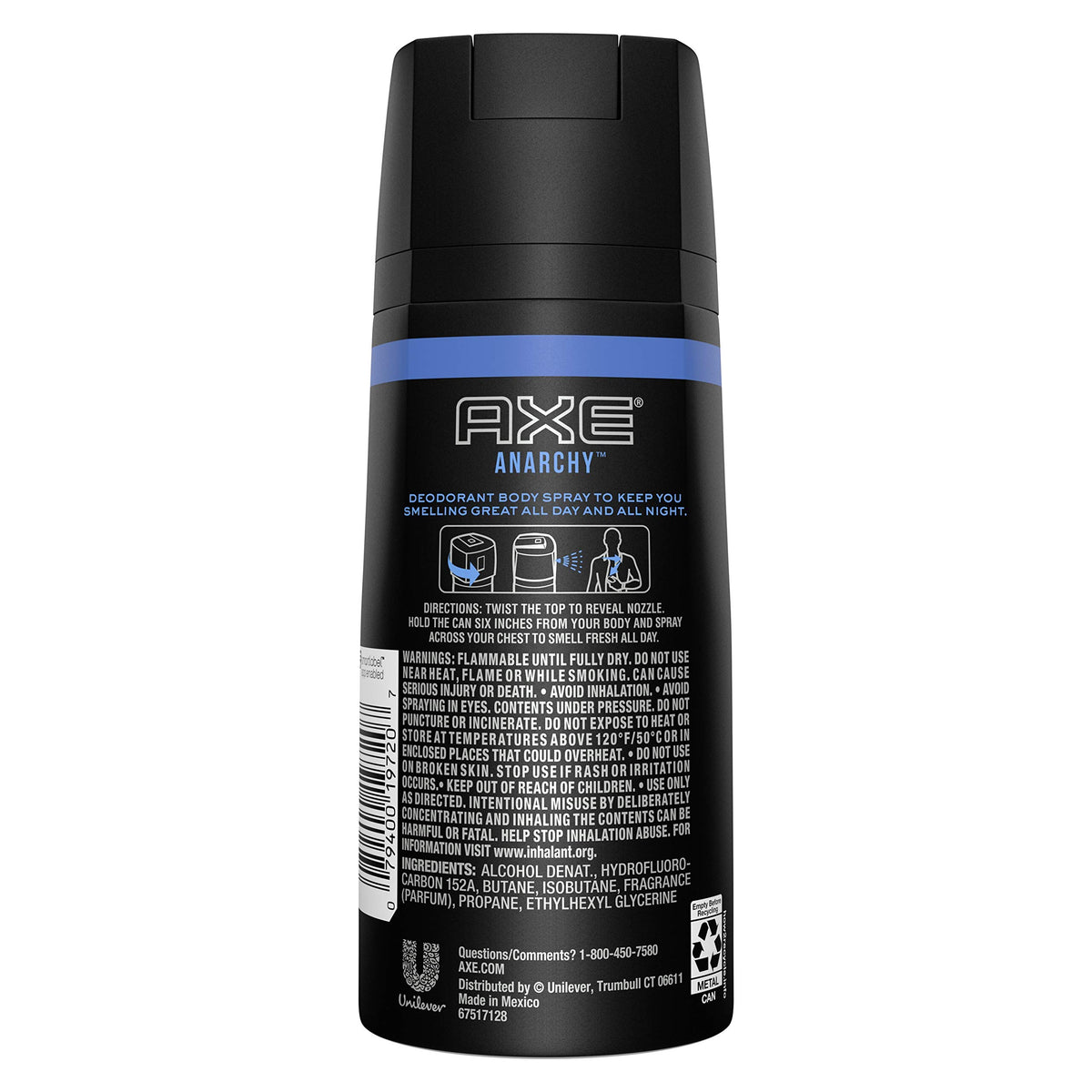 AXE Bodyspray Anarchy label close-up, bold masculine scent