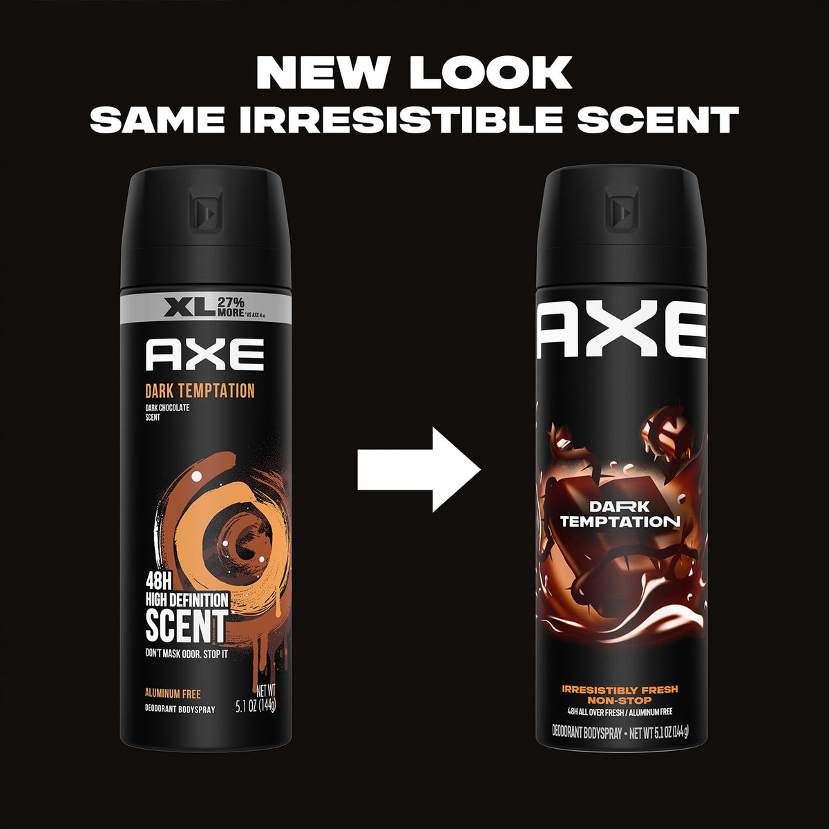 AXE Dark Temptation cap detail showing secure, easy-use closure.