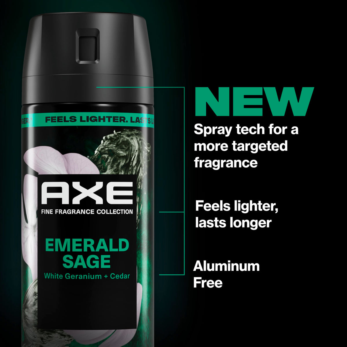 Close-up of AXE Emerald Sage spray action for targeted application