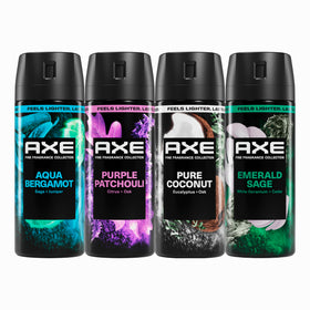 AXE Everyday Essentials Purple Patchouli bottle—bold long-lasting fragrance for daily confidence.