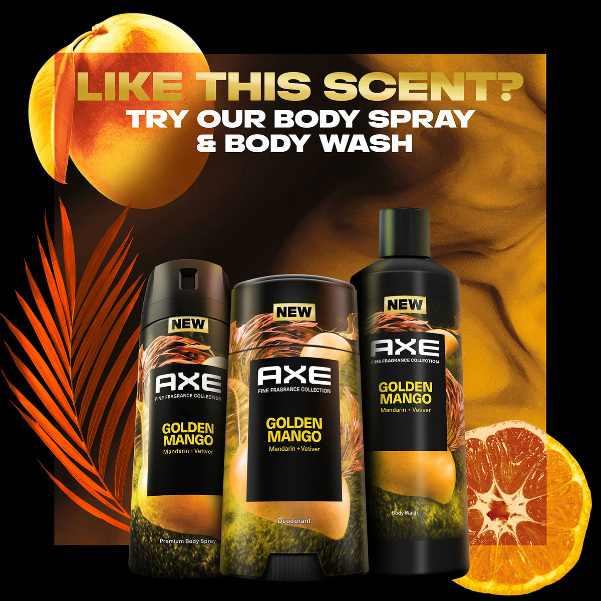 AXE Fine Fragrance Collection Golden Mango branding and packaging.