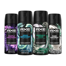 AXE Emerald Sage bottle close-up highlighting cedar and patchouli notes for daily freshness.