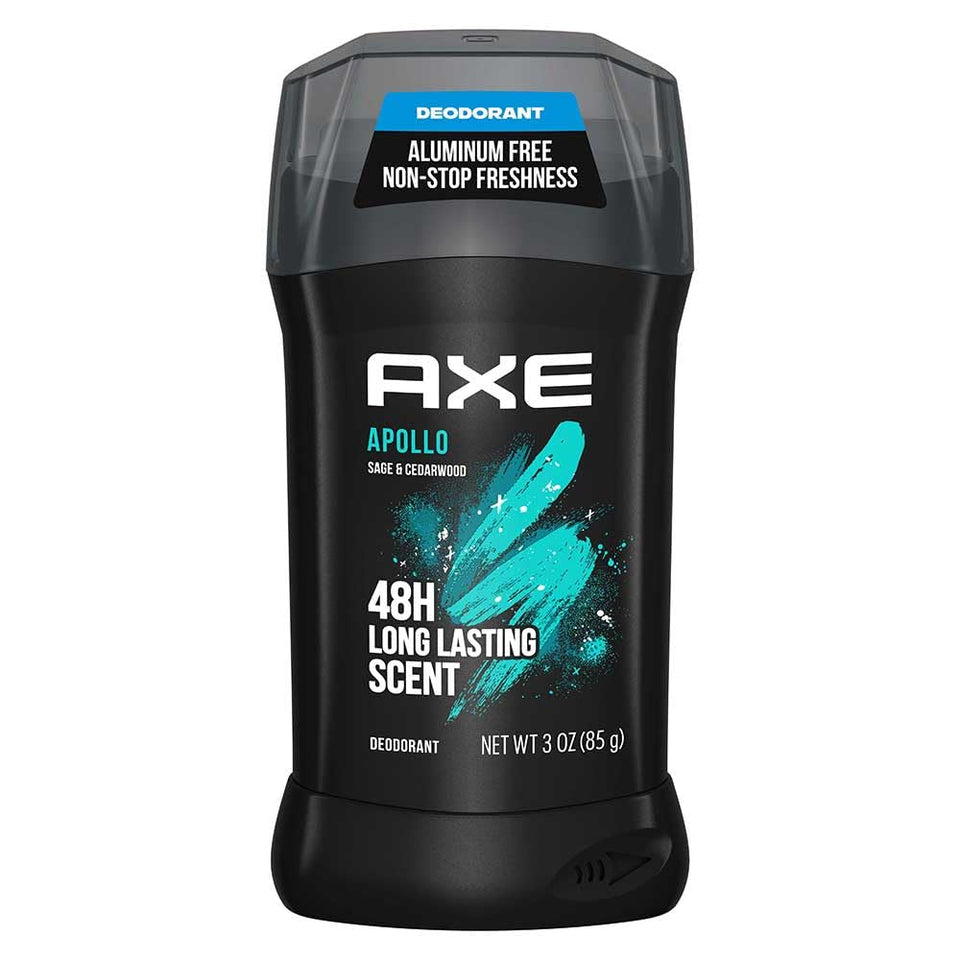 Axe Apollo deodorant stick front view with crisp fresh scent for daily use.
