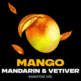 AXE Golden Mango bottle label highlighting mango and vetiver notes for a refreshing cleanse