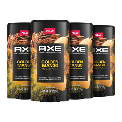 AXE Golden Mango deodorant stick pack 4-count keeps you fresh all day.