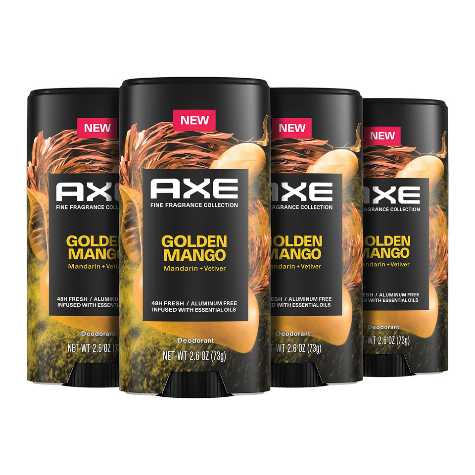 AXE Golden Mango deodorant stick pack 4-count keeps you fresh all day.