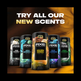 AXE Golden Mango deodorant stick with other AXE products for complete refresh routine.