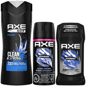 AXE Phoenix 2-in-1 bottle for fast hair cleansing and conditioning.