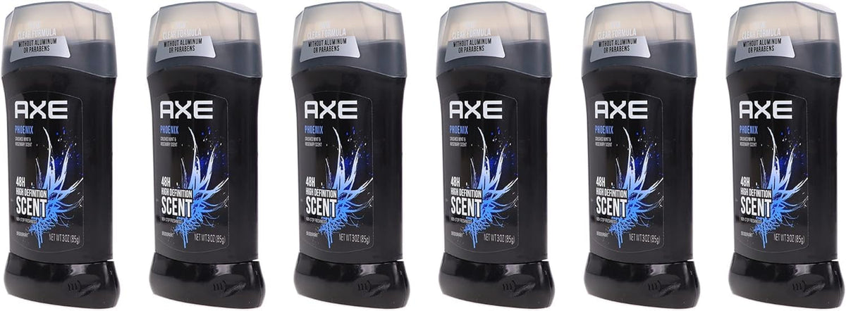 Axe Phoenix deodorant stick close-up shows texture and creamy application.