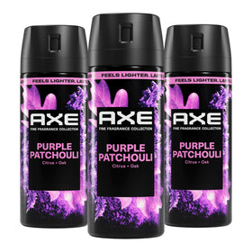 AXE Purple Patchouli bottle front view highlighting patchouli and oak notes for daily confidence.