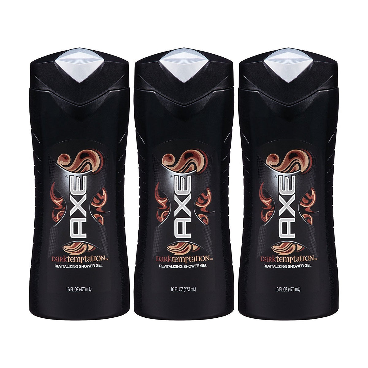 AXE Dark Temptation shower gel triple-pack bottle for daily routine.