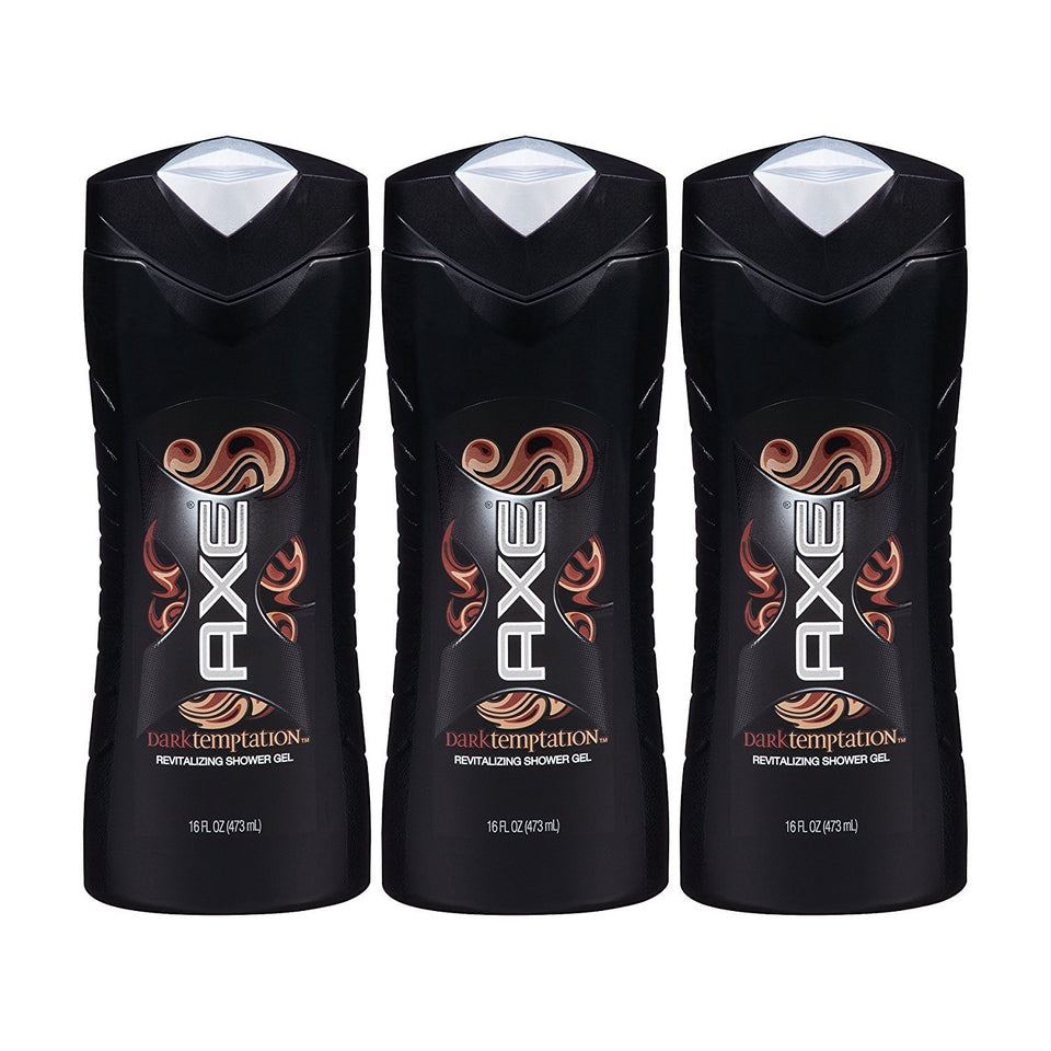 AXE Dark Temptation shower gel triple-pack bottle for daily routine.