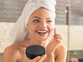 Travel-friendly Axe Sickle tin jars fit in cosmetics pouch