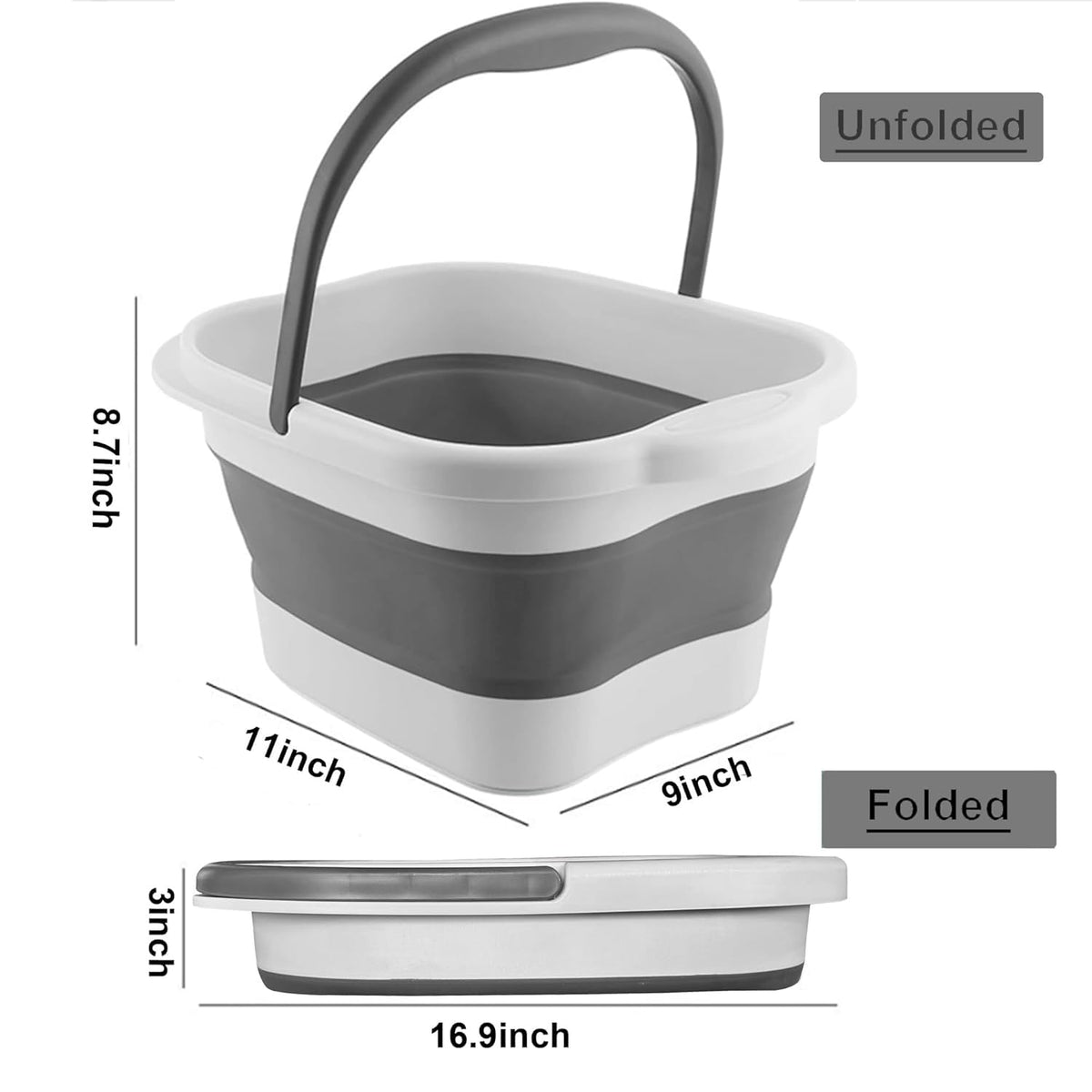 AXLOFO collapsible foot bath basin folded for compact storage and travel