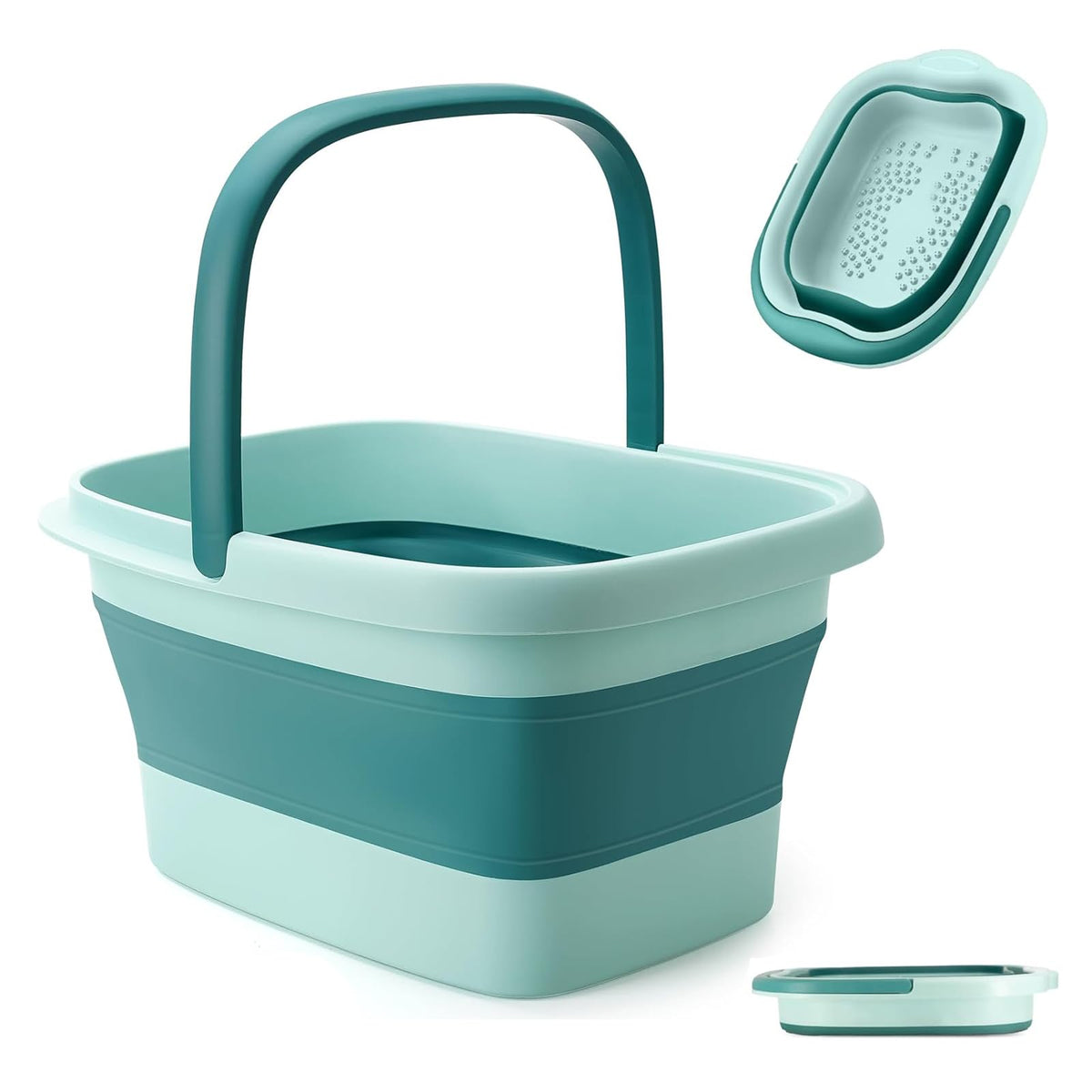 AXLOFO collapsible foot bath basin in green with a spacious interior for a relaxing soak