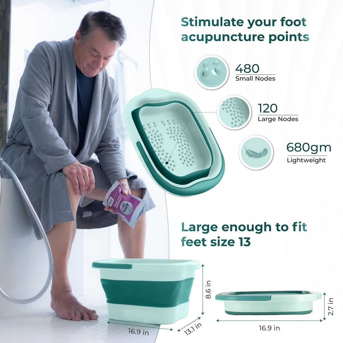 AXLOFO foot bath with handles, easy to carry during routines