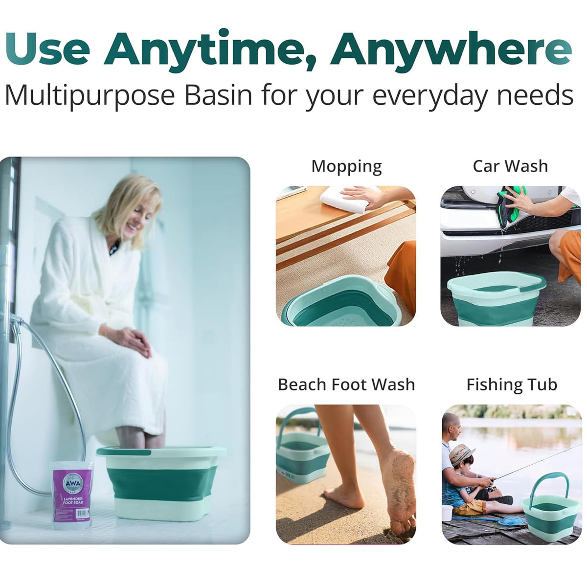 AXLOFO foot soak bowl during pampering session for tired feet