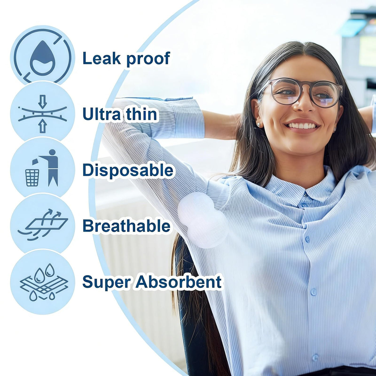 Ayland armpit sweat pad adhesive safely sticks without residue.
