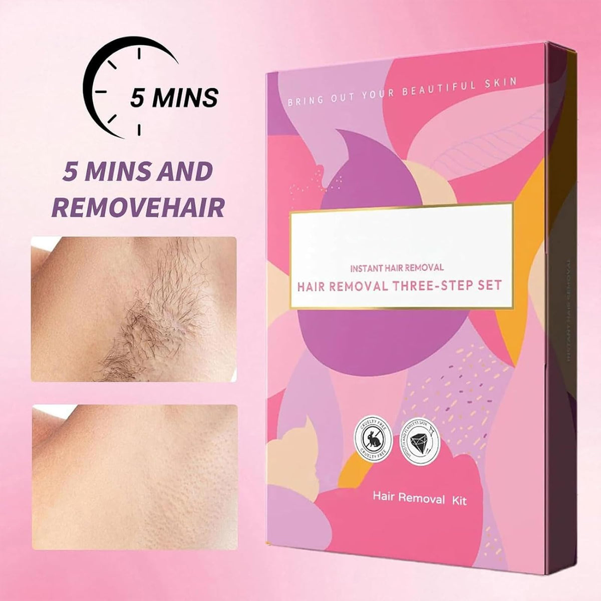 Moisturizing lotion post-care soothes skin after removal.