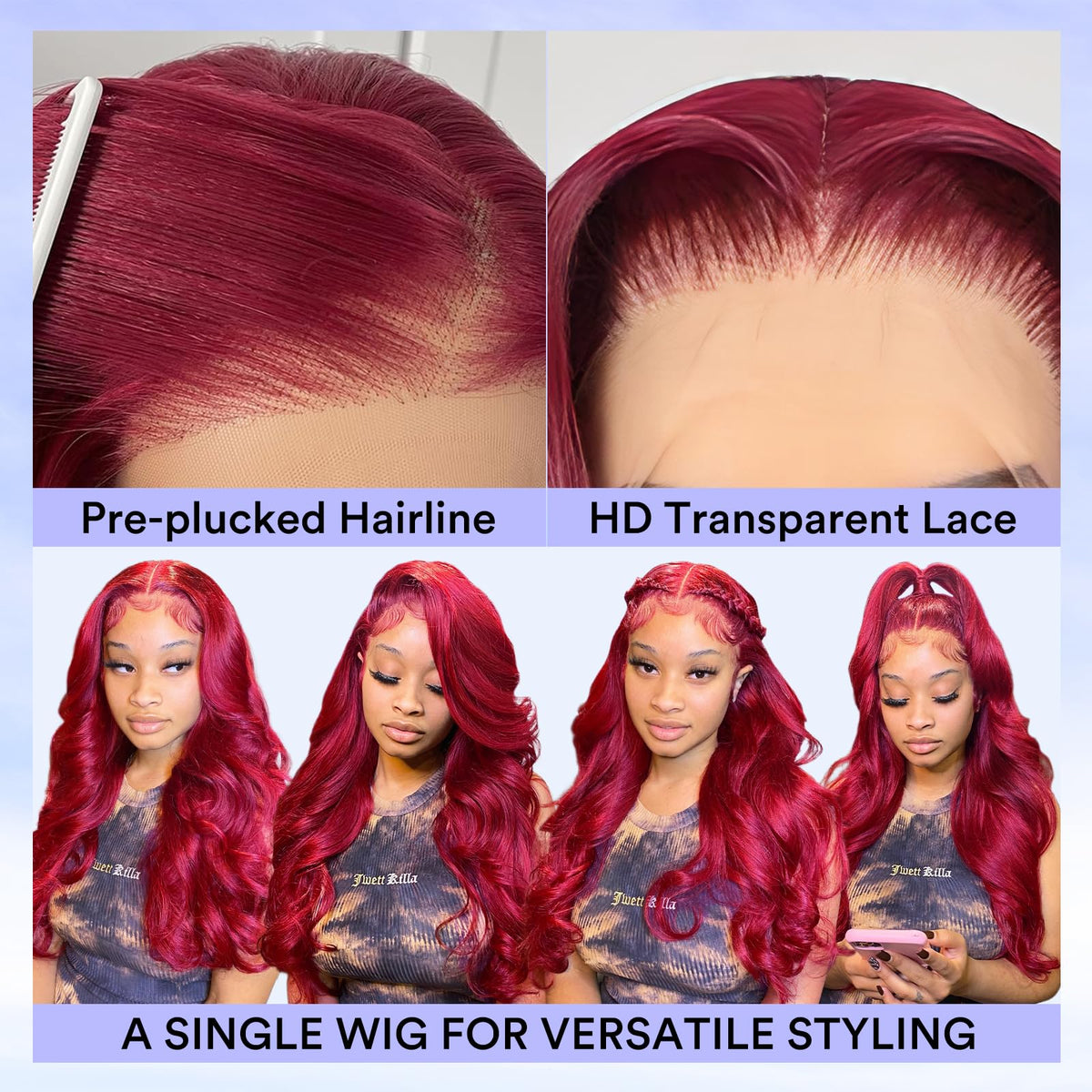 AYMMOLI 200-density burgundy wig for full, lush volume.