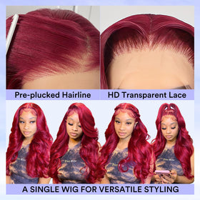 AYMMOLI 200-density burgundy wig for full, lush volume.
