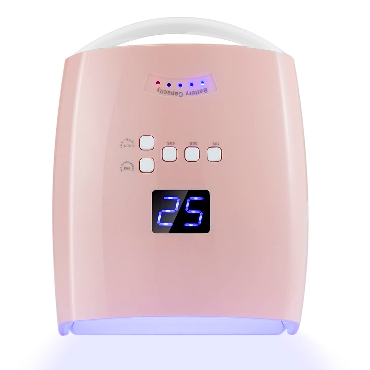 Ayshone cordless nail lamp front view, portable for home or salon gel nails.