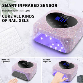 Ayshone cordless nail lamp open base shows easy cleanup and space.