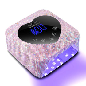 Ayshone cordless nail lamp side view for portable on-the-go manicures.